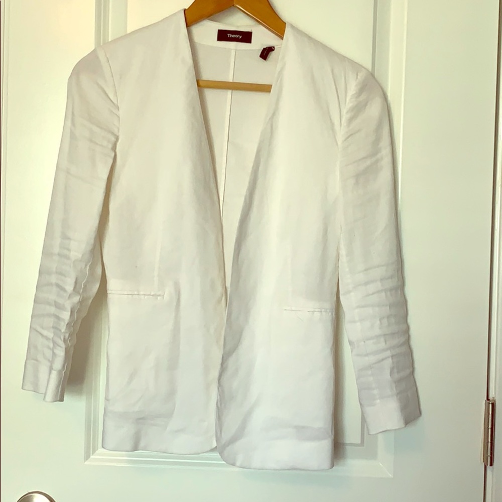 Theory White Linen Blazer